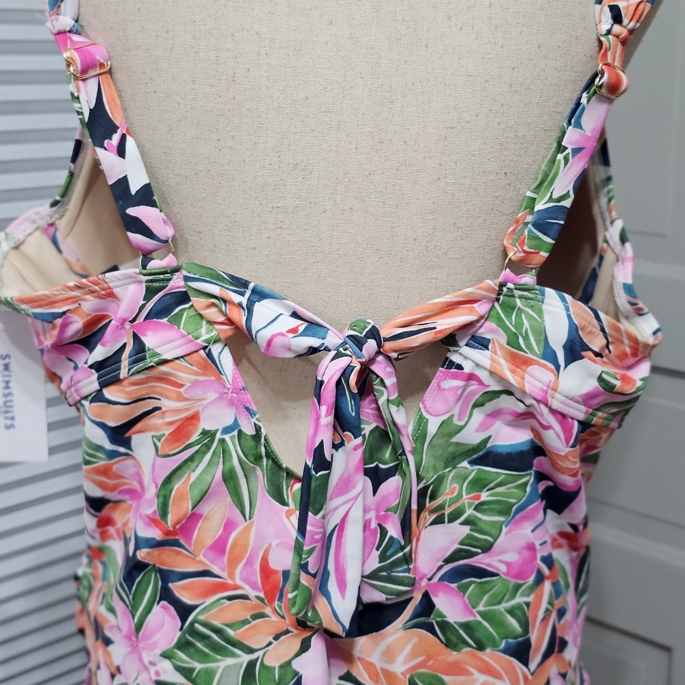 Swimsuits For All Tropical Floral Tummy Shaper Tankini - Picture 6 of 6